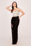 Buy_House of Varada_Black Satin Cowl Cutout Maxi Dress  _at_Aza_Fashions