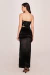 Shop_House of Varada_Black Satin Off Shoulder V Shimmer Tube Top And High Slit Skirt Set  _at_Aza_Fashions