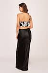 Shop_House of Varada_Black Crepe Print Lily Bloom One Shoulder Top With High Slit  _at_Aza_Fashions