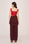 Shop_House of Varada_Brown Crepe Square Neck Panelled Corset With Trouser  _at_Aza_Fashions