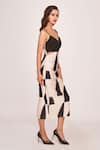 Buy_House of Varada_Black Silk Print Geometric Dribble Sweetheart Side Cut Out Midi Dress  _Online_at_Aza_Fashions