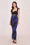 Buy_House of Varada_Black Crepe Print Midnight Bloom Sweetheart Neck Cut Out Maxi Dress _Online_at_Aza_Fashions