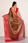 Shop_Nazaakat by Samara Singh_Maroon Saree Banarasi Cotton Silk Woven Liberty And With Running Blouse Piece_at_Aza_Fashions