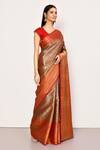 Buy_Nazaakat by Samara Singh_Brown Saree Banarasi Tissue Silk Woven Paisley And With Running Blouse Piece_Online_at_Aza_Fashions