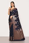 Buy_Nazaakat by Samara Singh_Black Saree Banarasi Tissue Silk Woven Forest And With Running Blouse Piece_at_Aza_Fashions