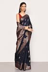 Buy_Nazaakat by Samara Singh_Black Saree Banarasi Tissue Silk Woven Forest And With Running Blouse Piece_Online_at_Aza_Fashions