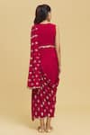 Shop_Nazaakat by Samara Singh_Maroon Polyester Printed Foil V-neck Pallu Saree Dress_at_Aza_Fashions