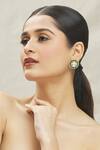 Buy_Vivinia By Vidhi Mehra_Green Stones Embellished Circular Stud Earrings _at_Aza_Fashions
