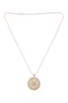 Buy_Vivinia By Vidhi Mehra_Gold Plated Stones Floral Kundan Pendant Necklace Set _Online_at_Aza_Fashions
