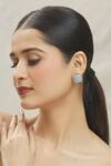 Vivinia By Vidhi Mehra_White Zari Zircon Embellished Round Stud Earrings _at_Aza_Fashions
