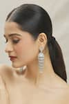 VIVINIA by Vidhi Mehra_White Zircon Diamond Embellished Tasselled Jhumkas _at_Aza_Fashions