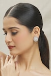 VIVINIA by Vidhi Mehra_White Zircon Diamond Pearl Embellished Stud Earrings_at_Aza_Fashions