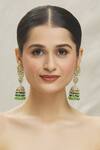 Vivinia By Vidhi Mehra_Green Kundan Studded Half Moon Jhoomar Jhumkas _Online_at_Aza_Fashions