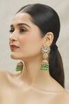 Vivinia By Vidhi Mehra_Green Kundan Studded Half Moon Jhoomar Jhumkas _at_Aza_Fashions