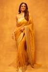 Buy_PRIYAL PRAKASH_Yellow Saree Silk Organza Embroidery Aari Halter Sequin With Blouse For Women_at_Aza_Fashions