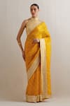 Buy_PRIYAL PRAKASH_Yellow Saree Silk Organza Embroidery Aari Halter Sequin With Blouse For Women_Online_at_Aza_Fashions