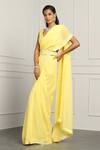 Buy_Meenagurnam_Yellow Net, Viscose, Organza Sequins, Beads Embroidered Saree And Blouse Set _Online_at_Aza_Fashions