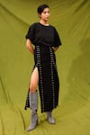 Buy_Kangana Trehan_Black Crepe Hand Embellished Crew Nat Top And Slit Skirt Set  _at_Aza_Fashions