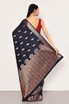 Shop_Nazaakat by Samara Singh_Black Saree Banarasi Tissue Silk Woven Forest And With Running Blouse Piece_at_Aza_Fashions