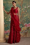 Buy_Ridhi Mehra_Red Lehenga And Blouse Net Embroidered Floral Sweetheart Finesse Set _at_Aza_Fashions