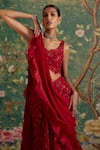 Ridhi Mehra_Red Lehenga And Blouse Net Embroidered Floral Sweetheart Finesse Set _Online_at_Aza_Fashions