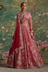 Buy_Ridhi Mehra_Fuchsia Lehenga And Blouse Raw Silk Embroidered Starlet Bridal Set  _at_Aza_Fashions