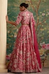 Shop_Ridhi Mehra_Fuchsia Lehenga And Blouse Raw Silk Embroidered Starlet Bridal Set  _at_Aza_Fashions