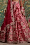 Ridhi Mehra_Fuchsia Lehenga And Blouse Raw Silk Embroidered Starlet Bridal Set  _Online_at_Aza_Fashions