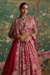 Buy_Ridhi Mehra_Fuchsia Lehenga And Blouse Raw Silk Embroidered Starlet Bridal Set  _Online_at_Aza_Fashions