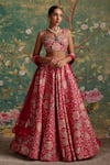 Buy_Ridhi Mehra_Fuchsia Lehenga Raw Silk Printed Demi Embroidered Blouse Bridal Set  _at_Aza_Fashions