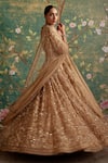 Shop_Ridhi Mehra_Gold Lehenga And Dupatta Organza Enchanted Blouse Bridal Set  _at_Aza_Fashions