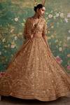 Buy_Ridhi Mehra_Gold Lehenga And Dupatta Organza Enchanted Blouse Bridal Set  _Online_at_Aza_Fashions