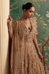 Shop_Ridhi Mehra_Gold Lehenga And Dupatta Organza Enchanted Blouse Bridal Set  _Online_at_Aza_Fashions