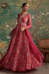 Ridhi Mehra_Fuchsia Anarkali Silk Embroidered Flair Floral Print With Dupatta _Online_at_Aza_Fashions