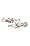 Shop_Sangeeta Boochra_Silver Plated Carved Afghan Fleur Oxidised Earrings _Online_at_Aza_Fashions