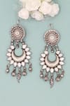 Buy_Sangeeta Boochra_Silver Plated Crystals Lunar Crescent Afghan Earrings _at_Aza_Fashions
