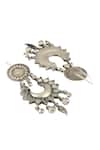 Sangeeta Boochra_Silver Plated Crystals Lunar Crescent Afghan Earrings _Online_at_Aza_Fashions