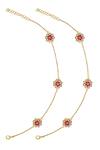 Shop_Tribe Amrapali_Multi Color Pearls, Glitter Dhitya Embellished Floral Charm Anklets - Set Of 2 _at_Aza_Fashions