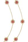 Tribe Amrapali_Multi Color Pearls, Glitter Dhitya Embellished Floral Charm Anklets - Set Of 2 _Online_at_Aza_Fashions