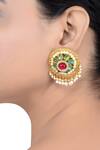 Buy_Tribe Amrapali_Multi Color Pearls, Glitter Adrija Embellished Floral Stud Earrings _at_Aza_Fashions