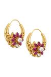 Shop_Tribe Amrapali_Multi Color Glass Vahini Embellished Reversible Chandbali Earrings _at_Aza_Fashions