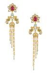 Shop_Tribe Amrapali_Multi Color Sayali Embellished Floral Jhumka Earrings _at_Aza_Fashions