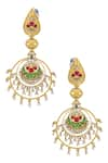 Shop_Tribe Amrapali_Multi Color Glass Jinisha Embellished Paisley Chandbali Earrings _at_Aza_Fashions