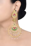 Tribe Amrapali_Multi Color Glass Jinisha Embellished Paisley Chandbali Earrings _Online_at_Aza_Fashions