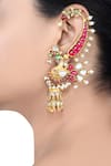 Buy_Tribe Amrapali_Multi Color Glass Chandrakin Embellished Floral Jhumka Ear Cuffs_at_Aza_Fashions