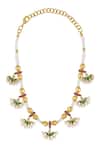 Shop_Tribe Amrapali_Multi Color Aashi Embellished Lotus Charm Short Necklace _at_Aza_Fashions