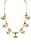 Tribe Amrapali_Multi Color Aashi Embellished Lotus Charm Short Necklace _Online_at_Aza_Fashions