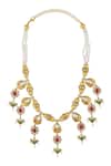 Shop_Tribe Amrapali_Multi Color Glass Pravya Embellished Floral Short Necklace_at_Aza_Fashions