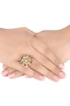 Buy_Tribe Amrapali_Multi Color Pearls, Glitter Nishika Embellished Floral Ring _at_Aza_Fashions