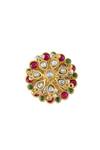 Shop_Tribe Amrapali_Multi Color Pearls, Glitter Nishika Embellished Floral Ring _at_Aza_Fashions